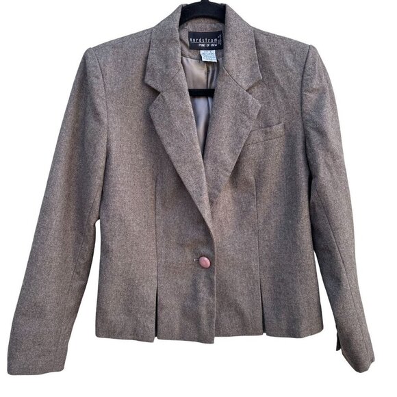 Nordstrom Point Of View Vintage Womens Brown Single Breasted Wool Blazer Jacket - Picture 1 of 10